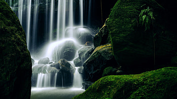 Waterfall, nature, water, time lapse HD wallpaper