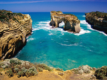 Nature, Rocks, Shore, Bank, Arch, Arches, Blue Water, Australia HD wallpaper