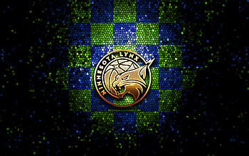 Minnesota Lynx, glitter logo, WNBA, green blue checkered background, basketball, american basketball team, Minnesota Lynx logo, mosaic art HD wallpaper