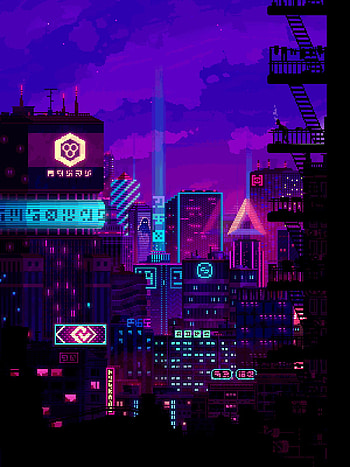 Neon Pixel City, NeonPixelCity, Future HD phone wallpaper