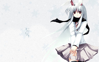 Anime, Girl, Ears, Blonde, Skirt, Scarf HD wallpaper