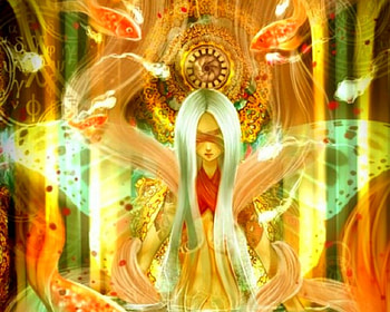 Fantasy girl, fish, gold, fantasy, woman HD wallpaper