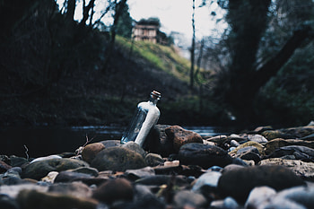 Rivers, Stones, Shore, Bank, Miscellanea, Miscellaneous, Bottle, Message, Epistle HD wallpaper