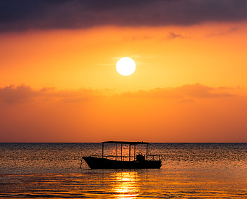 Water, Sunset, Sea, Sun, Twilight, Dark, Dusk, Boat HD wallpaper
