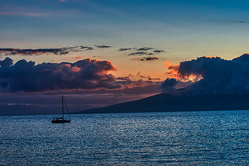 Sea, Nature, Sunset, Horizon, Boat HD wallpaper