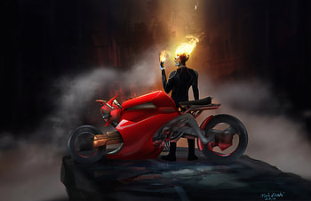 Ghost Rider On Bike, ghost-rider, superheroes, artwork, digital-art, artstation HD wallpaper