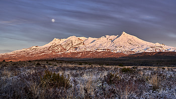 Nature, Grass, Mountains, Moon, Snow, Vertex, Top, Snow Covered, Snowbound HD wallpaper