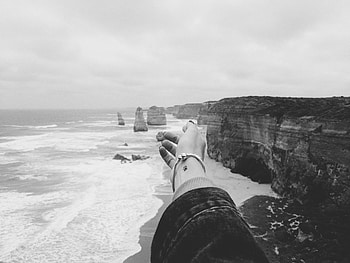 Sea, Rocks, Coast, Hand, Miscellanea, Miscellaneous, Bw, Chb HD wallpaper