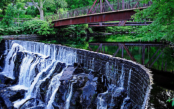 Landscape, Nature, Rivers, Waterfall, Bridge HD wallpaper