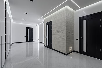 Sleek modern hallway with minimalist design and futuristic LED lighting. HD wallpaper