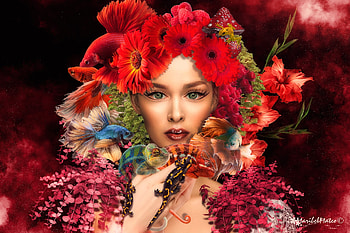 ღ, Woman, Flowers, Wreath, Look HD wallpaper