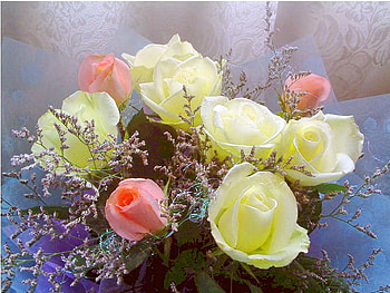 With Love, pink, flowers, roses, yellow HD wallpaper