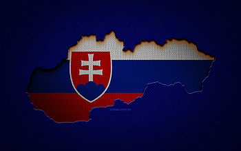 Slovakia map, , European countries, Slovak flag, blue carbon background, Slovakia map silhouette, Slovakia flag, Europe, Slovak map, Slovakia, flag of Slovakia HD wallpaper