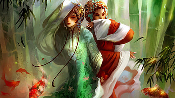 Fantasy Sea Sisters, women, fish, sisters, fantasy HD wallpaper