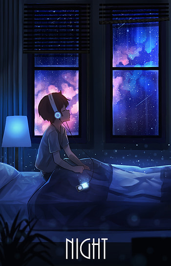 Art, Night, Heads, Starry Sky, Boy HD phone wallpaper