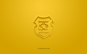 CS Herediano, creative 3D logo, yellow background, Liga FPD, 3d emblem, Costa Rican football club, Heredia, Costa Rica, football, CS Herediano 3d logo HD wallpaper