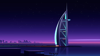Burj Al Arab, Burj Al Arab, artistic, minimalist HD wallpaper