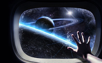 Universe, Hand, Glass, Planet, Ship, Orbit HD wallpaper