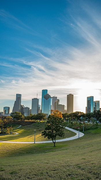 Eleanor Tinsley Park, Houston Skyline HD phone wallpaper