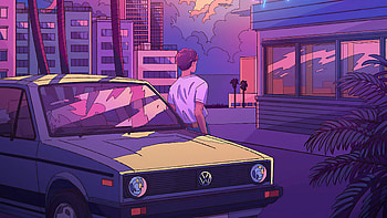 Los Angles Volkswagen Retrowave , synthwave, retrowave, artist, artwork, digital-art HD wallpaper