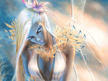 Moon Beams, wings, magic, flowers, angel, demon HD wallpaper