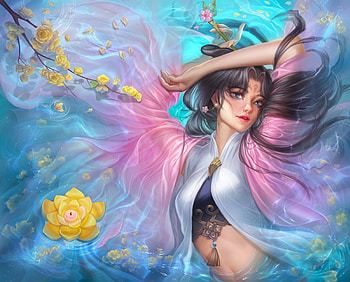 Pastels, pastel, digital, fantasy, art, pretty, , girl, woman HD wallpaper