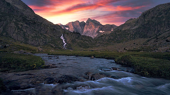 One of the most incredible places in the Pyrenees, France, river, clouds, colors, sky, mountains HD wallpaper