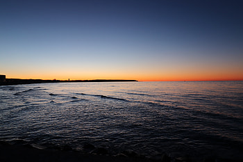 Sea, body of water, calm, skyline, sunset HD wallpaper