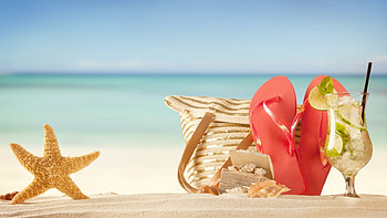 Vacation, starfish, bag, sands, beach HD wallpaper