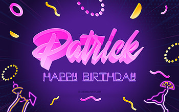 Happy Birtay Patrick, , Purple Party Background, Patrick, creative art, Happy Patrick birtay, Patrick name, Patrick Birtay, Birtay Party Background HD wallpaper