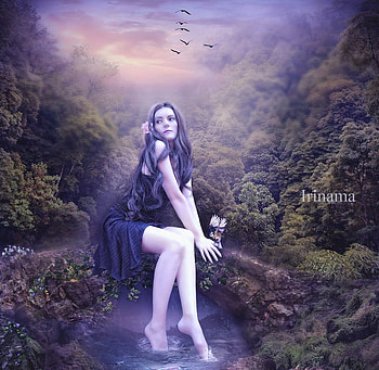 Still waiting for you, , girl, mountains, sadness, forest, beauty HD wallpaper
