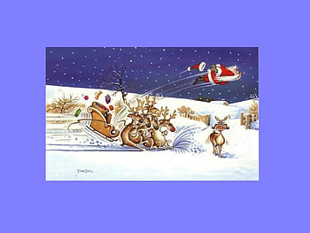 Fly Santa, Fly!, funny, reindeer, christmas, santa HD wallpaper