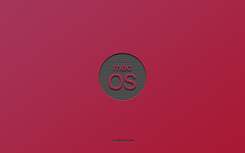 MacOS burgundy logo, , minimalist, burgundy background, mac, OS, macOS logo, macOS emblem HD wallpaper