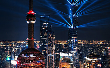 Oriental Pearl Tower, Shanghai, World financial center, Night skyline HD wallpaper