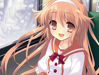 Bus Ride, anime girl, anime, window, smile, cute HD wallpaper