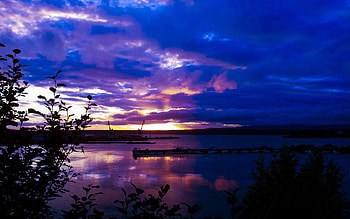Sea, Nature, Trees, Sunset, Sky, Horizon HD wallpaper