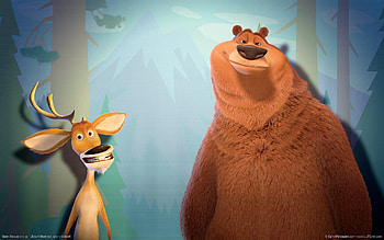 Cartoon, Animals, Background, Bears, Deers HD wallpaper