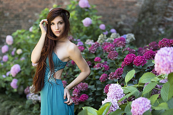 Model In Blue Dress, girls, model HD wallpaper