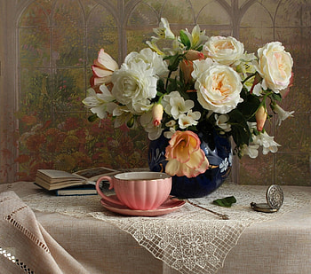still life, abstract, graphy, vase, flowers HD wallpaper