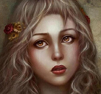 Perse, concern, flowing hair, flowers, girl HD wallpaper