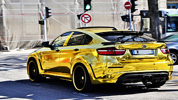 bmw x6 m hamann in gold, street, gold, car, metallic HD wallpaper