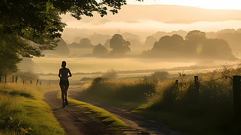 Morning jogging, jogging, morning, countryside, nature HD wallpaper
