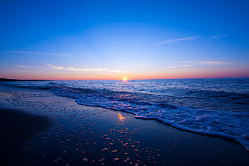 Sunset over Sea, Beach, Waves, Night, Sunset HD wallpaper