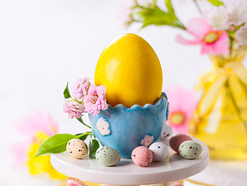 Happy Easter!, blue, egg, pink, pasti, yellow, flower, deco, easter HD wallpaper