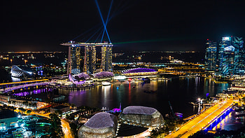 Singapore, Marina Bay night, U HD wallpaper