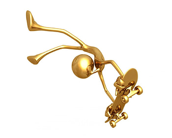 Skate Boarding, gold figure, skateboard, skateboarding, 3d HD wallpaper