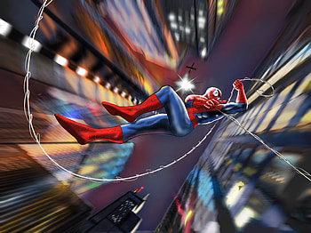 Spiderman Flying In The Sky, spiderman, superheroes, artwork, artist, deviantart, digital-art HD wallpaper