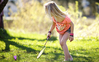 Miscellanea, Miscellaneous, Girl, Child, Badminton, Racket HD wallpaper