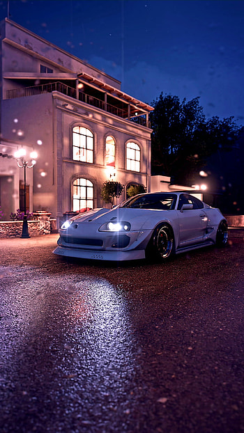 FH5 JDM Supra, rain, car, night HD phone wallpaper