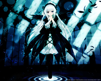Transcendal Night, black, rozen maiden, cute, goth, long hair, dark, doll, anime, suigintou, loli, manga HD wallpaper